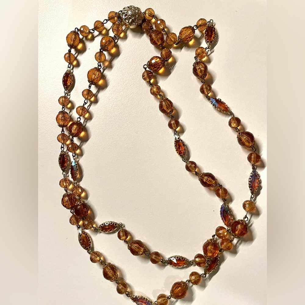Vintage West Germany Elegant Amber Beaded Necklace